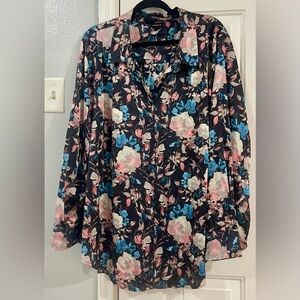 Torrid Floral Blouse in Pink, Blue, and White